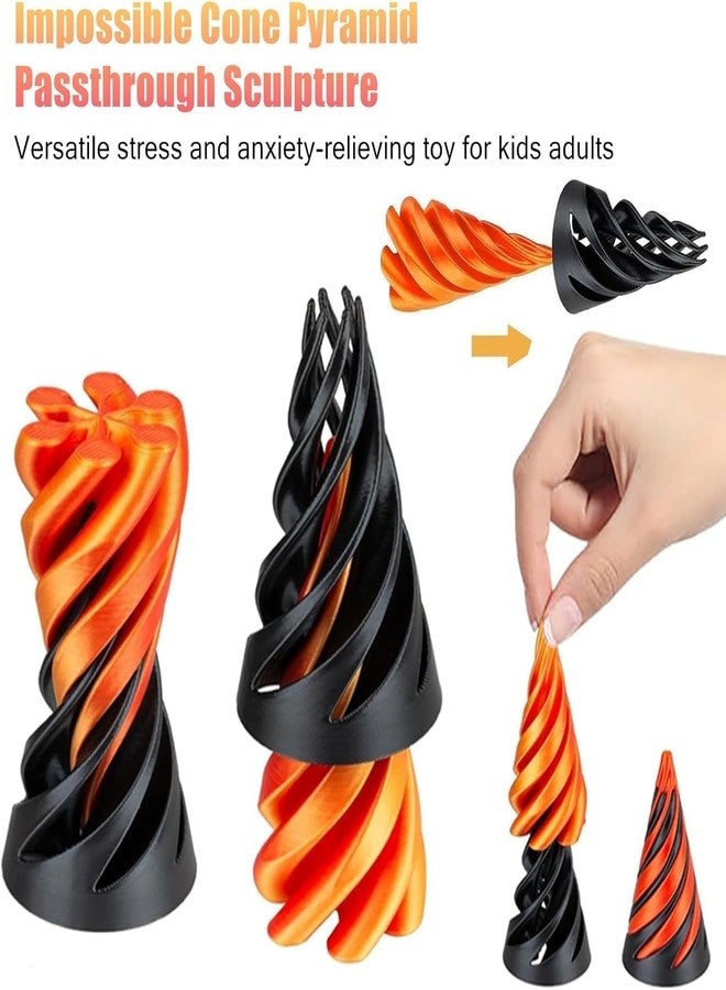 Olafur Spiral Cone Fidget Toy | Impossible Cone Pyramid Passthrough Sculpture Toy | 3D Printed Spiral Cone Fidget Toy Decoration and Playing for Desktop, Home, Office, Stress and Anxiety Relaxing - Image 5